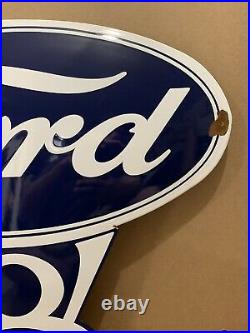Vintage Porcelain Ford V8 Sign Truck Car Garage Wall Decor Gas Oil