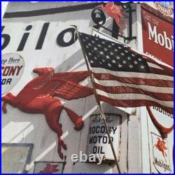 Vintage Porcelain Gasoline Magazine Mobil Gas Pump Porcelain Shell Ad Sign