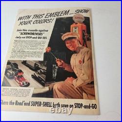 Vintage Porcelain Gasoline Magazine Mobil Gas Pump Porcelain Shell Ad Sign