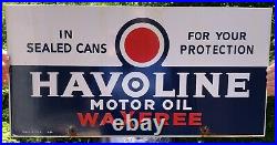 Vintage Porcelain Havoline Motor Oil Gas And Oil Sign