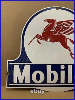 Vintage Porcelain Mobiloil Sign Gas Oil Garage Wall Decor Mobil Pump Lollipop