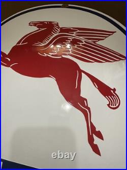Vintage Porcelain Mobiloil Sign Gas Oil Garage Wall Decor Mobil Pump Pegasus