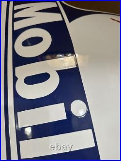 Vintage Porcelain Mobiloil Sign Gas Oil Garage Wall Decor Mobil Pump Pegasus