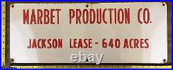 Vintage Porcelain Oil Field Sign Marbet Production Co. Jackson Lease