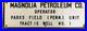 Vintage Porcelain Oil Well Sign Pair Magnolia Petroleum Co. Tract 16