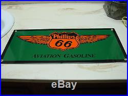 Vintage Porcelain Sign Phillips 66 Aviation Gasoline Gas And Oil Near Mint