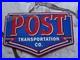 Vintage Post Transportation Co Porcelain Sign Gas Oil Car Motorcycle