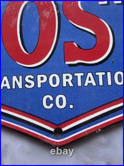 Vintage Post Transportation Co Porcelain Sign Gas Oil Car Motorcycle