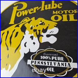 Vintage Power Lube Gasoline Sign Tiger Motor Oil Gas Porcelain Sign Vintage Power Lube Gasoline Sign Tiger Motor Oil Gas Porcelain Sign