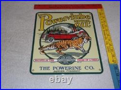 Vintage Power-lube Motor Oil Tiger 12 Porcelain Metal Gasoline Sign Powerine Co