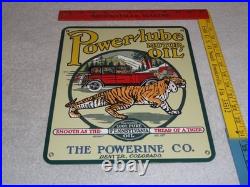 Vintage Power-lube Motor Oil Tiger 12 Porcelain Metal Gasoline Sign Powerine Co