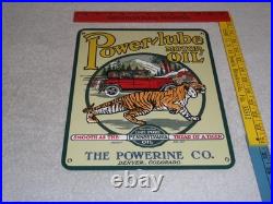 Vintage Power-lube Motor Oil Tiger 12 Porcelain Metal Gasoline Sign Powerine Co