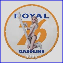 Vintage Poyal Gasoline 1980 Oil Porcelain Gas Pump Sign