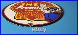 Vintage Premium Shell Gasoline Porcelain Gas Oil Service Station Pump Plate Sign