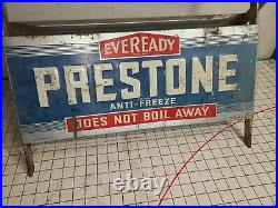 Vintage Prestone Antifreeze Service Station Display Stand Folds Up, fair to good