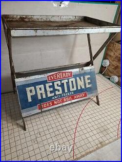 Vintage Prestone Antifreeze Service Station Display Stand Folds Up, fair to good