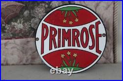 Vintage Primrose Porcelain Sign Irving Oil Old Gas Pump Plate Advertising