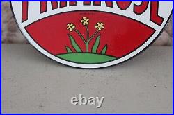 Vintage Primrose Porcelain Sign Irving Oil Old Gas Pump Plate Advertising