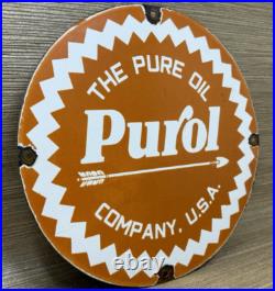 Vintage Pure Gasoline Porcelain Sign Gas Station Pump Plate Motor Oil Vintage Pure Gasoline Porcelain Sign Gas Station Pump Plate Motor Oil