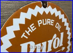 Vintage Pure Gasoline Porcelain Sign Gas Station Pump Plate Motor Oil Vintage Pure Gasoline Porcelain Sign Gas Station Pump Plate Motor Oil