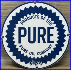 Vintage Pure Gasoline Porcelain Sign Gas Station Pump Plate Motor Oil Service Vintage Pure Gasoline Porcelain Sign Gas Station Pump Plate Motor Oil Service