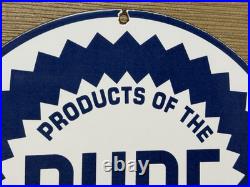 Vintage Pure Gasoline Porcelain Sign Gas Station Pump Plate Motor Oil Service Vintage Pure Gasoline Porcelain Sign Gas Station Pump Plate Motor Oil Service