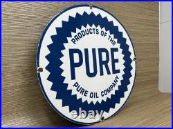 Vintage Pure Gasoline Porcelain Sign Gas Station Pump Plate Motor Oil Service Vintage Pure Gasoline Porcelain Sign Gas Station Pump Plate Motor Oil Service