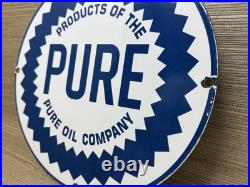 Vintage Pure Gasoline Porcelain Sign Gas Station Pump Plate Motor Oil Service Vintage Pure Gasoline Porcelain Sign Gas Station Pump Plate Motor Oil Service