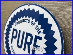 Vintage Pure Gasoline Porcelain Sign Gas Station Pump Plate Motor Oil Service Vintage Pure Gasoline Porcelain Sign Gas Station Pump Plate Motor Oil Service
