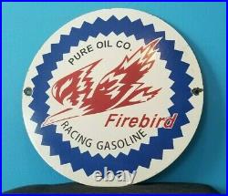 Vintage Pure Oil Co Porcelain Firebird Gasoline Service Station Pump Plate Sign