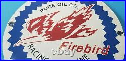 Vintage Pure Oil Co Porcelain Firebird Gasoline Service Station Pump Plate Sign