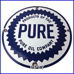 Vintage Pure Oil Co Sign Texas Gas Service Station Pump Plate Porcelain Sign