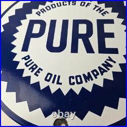 Vintage Pure Oil Co Sign Texas Gas Service Station Pump Plate Porcelain Sign