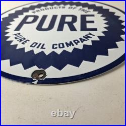 Vintage Pure Oil Co Sign Texas Gas Service Station Pump Plate Porcelain Sign