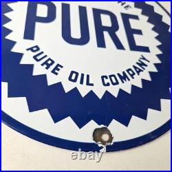 Vintage Pure Oil Co Sign Texas Gas Service Station Pump Plate Porcelain Sign