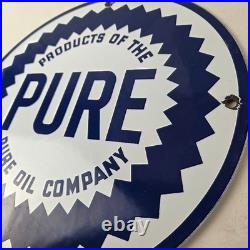 Vintage Pure Oil Co Sign Texas Gas Service Station Pump Plate Porcelain Sign