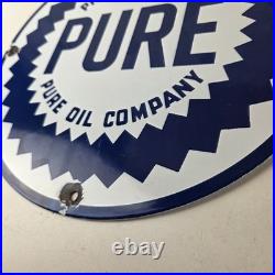 Vintage Pure Oil Co Sign Texas Gas Service Station Pump Plate Porcelain Sign