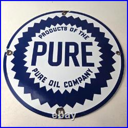 Vintage Pure Oil Co Sign Texas Gas Service Station Pump Plate Porcelain Sign