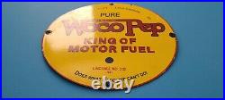 Vintage Pure Oil Porcelain Woco Pep Gasoline Service Station Pump Plate Sign