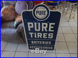 Vintage Pure Oil Sign Gas Station Battery Tires Service Rack Nos Not Porcelain