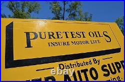 Vintage Puretest Motor Oil Deep Embossed Sign Super Nos Nice Condition