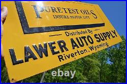 Vintage Puretest Motor Oil Deep Embossed Sign Super Nos Nice Condition