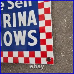 Vintage Purina Chows Sell Old Us Gasoline Oil Gas Pump Enamel Porcelain Sign