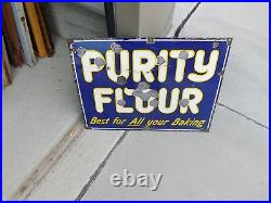 Vintage Purity Flour Porcelain Advertising Sign Bread GAS OIL SODA COLA