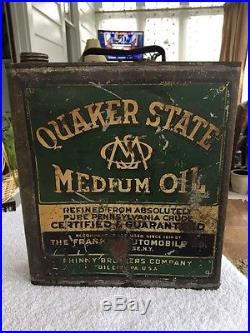 Vintage Quaker State Medium Oil Skinny Can U. S. A