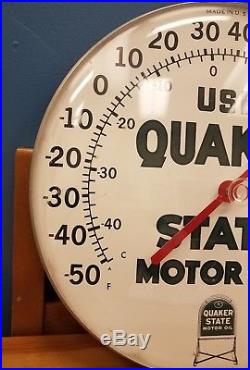 Vintage Quaker State Motor Oil 12 Advertising Thermometer Great Condition