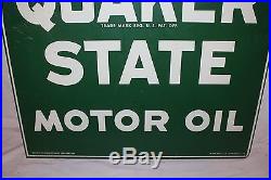 Vintage Quaker State Motor Oil Gas Station 2 Sided 29 Metal Sign