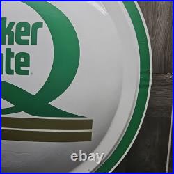 Vintage Quaker State Motor Oil Gas Station Advertising Bubble Button Tin Sign- A