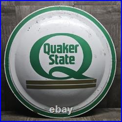 Vintage Quaker State Motor Oil Gas Station Advertising Bubble Button Tin Sign- B