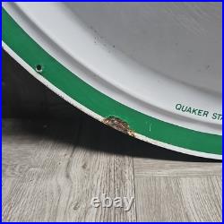 Vintage Quaker State Motor Oil Gas Station Advertising Bubble Button Tin Sign- B
